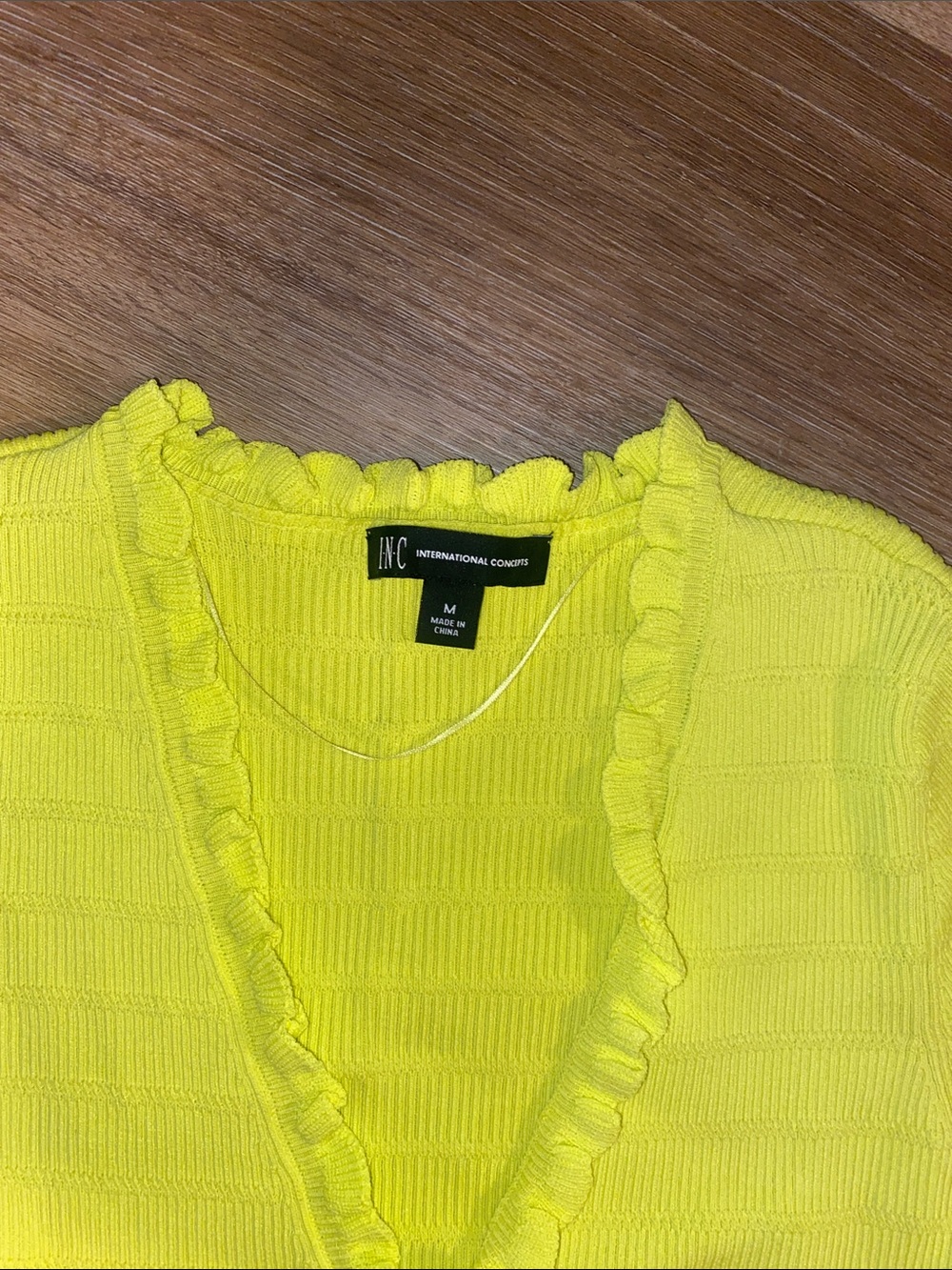 Talbots Bright Yellow Ruffle-Trim Button Down Top - Picture 2 of 2